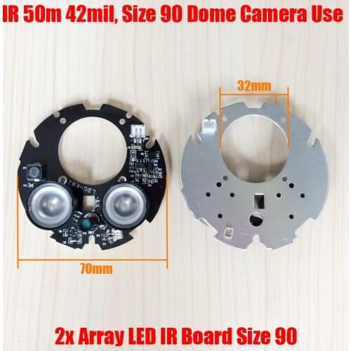 10PCS/Lot 2pcs LED Array 42mil IR 20-50M Round PCB Board Size 90 Infrared Night Vision for CCTV Security Dome Camera Case Casing