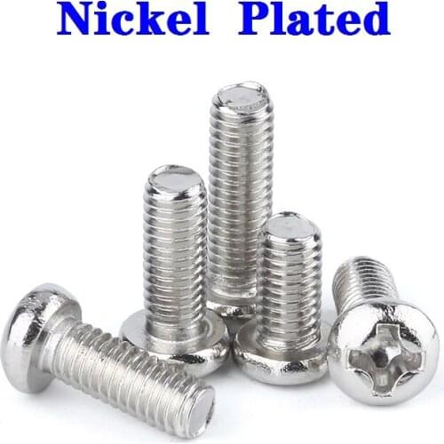 1000PCS M1.7*3/4/5/6/8/10mm DIN7985 GB818 Nickel Plated Cross Recessed Pan Head Screws Phillips Screws Bolts