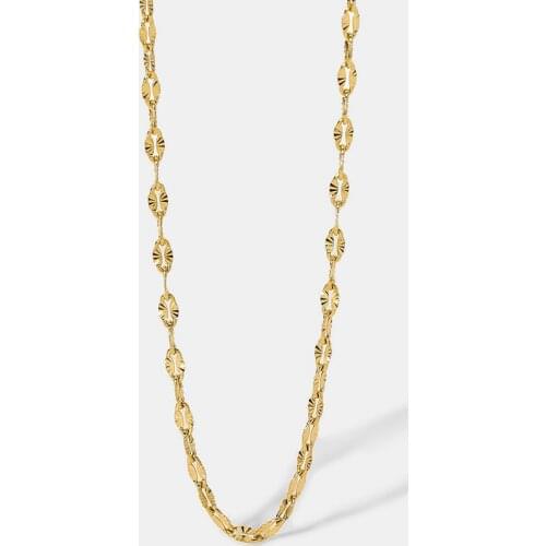 18k Gold Plated Stainless Steel Stacking Necklace For Women Delicate Hollow Carved Thin Chain Choker Jewelry Accessories