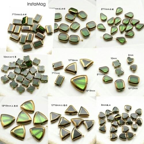 30Pcs/Pack Glass Beads Emerald Glass Clover Peach Heart Long Geometric Earrings DIY Handmade Earrings Glass Crystal Accessories