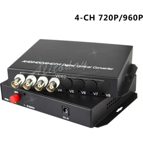4-CH coaxial HD 720P 960P video AHD CVI TVI Fiber optical converter single-mode single fiber 20KM