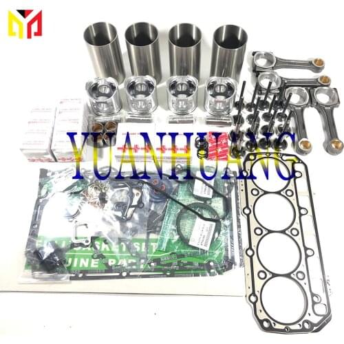 4TNV98 Engine Rebuild Kit With Valve & Con Rod Overhaul Repair Gasket Set For Yanmar Tractor Liner Piston Ring Bearing