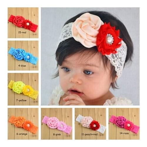 5 pcs/lot Satin Flower and shabby chiffon flower Lace Headband