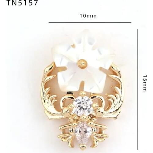5pcs TN5157 shell flower elk Alloy Zircon Nail Art Crystal nail jewelry Rhinestone nails accessories supplies decorations charms