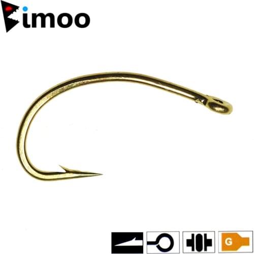 50pcs Gold Color Fly Tying Scud Nymph Hook Caddis Midge Shrimp Fly Tying Fish Hooks Size 10 12 14 16