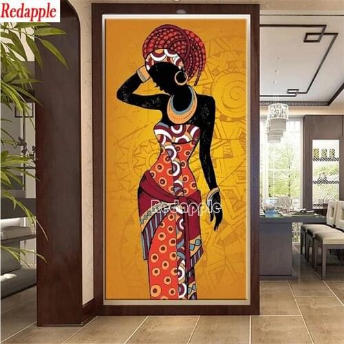 African Abstract 5D Diy diamond painting mosaic Black and Gold Woman diamond embroidery cross stitch full square home decoration