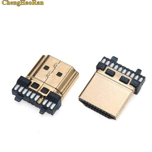 ChengHaoRan 19p HDMI Male Plug Connector 19pin Gold-plating HDMI Sockect repair replacement Soldering A type