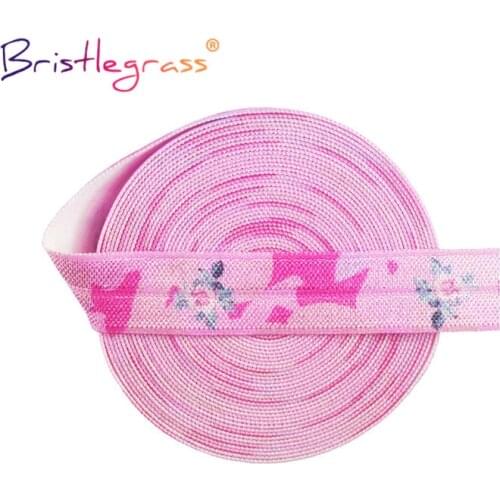 BRISTLEGRASS 2 5 10 Yard 5/8" 15mm Pink Camouflage Rose Print Foldover Elastic FOE Spandex Satin Band Hair Tie Dress Sewing Trim