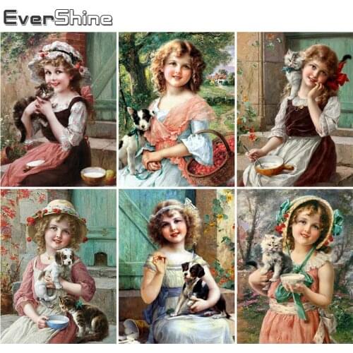 Evershine 5D DIY Diamond Embroidery Girl Cross Stitch Diamond Painting Portrait Full Square Round Rhinestone Mosaic Home Decor