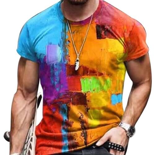 Mens Vintage Oversized Short Sleeve T Shirts 2021 Summer Harajuku Ethnic Style 3D Print O Collared Graphic T-Shirt Men Clothing