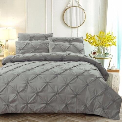 Jeefttby Luxury Home Duvet Cover Set Gray Pinch Pleat 2/3pcs Twin/Queen/King Size Bedclothes Bedding Sets (no Filling No Sheet )