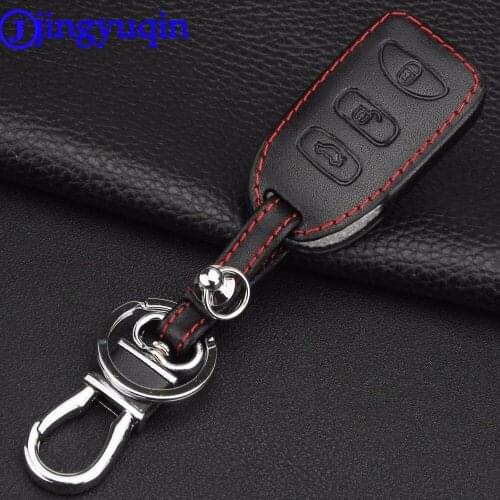 Jingyuqin Remote 3 Buttons Leather Key Case Cover For Hyundai KIA Tuscon Elantra Rio Sportage Rondo Accent