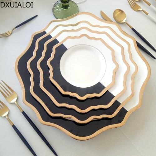 Ceramic tableware saucer black and white Phnom Penh Sunflower dinner plate Nordic creative home furnishings DXUIALOI