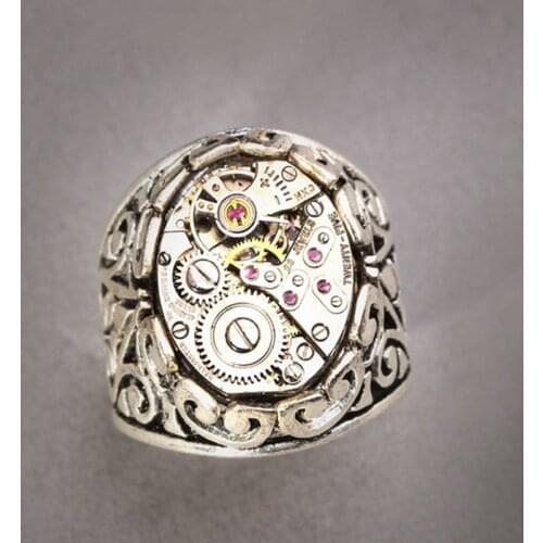 Creative Punk Style Watch Gear Ring for Men Women Vintage Hollow Hip Hop Party Steam Engagement Rings Fashion Jewelry