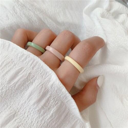 1Pcs Korea 2021 Chic Colorful Transparent Resin Acrylic Rings Hot Morandi Color Light Ring Women Party Jewelry Ring Charm
