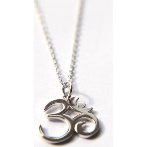 Beautiful fine 925 sterling silver tiny link chain high polish sparking women ohm om india symbol yoga charm necklace for gift