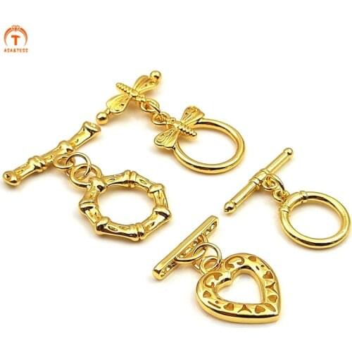 5Pcs Round Gold OT Buckle Toggle Brass Plated Clasps Women Necklace Accessories Jewelry Buckle Bracelet Necklace Jewelry Making
