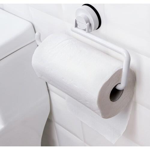 Kitchen Accessories Storage Holder Vacuum Sucker Paper Towel Rack Adhesive Bathroom Towel Shelf Wall Hanging Roll Paper Rack