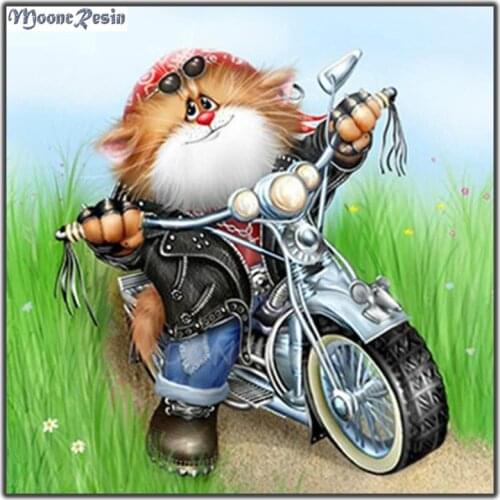 MOONCRESIN Diamond Mosaic Riding A Cat Diy Diamond Painting Full Square Diamond Embroidery Home Decoration Pattern Cartoon Kits