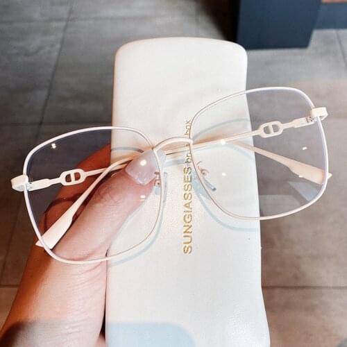 White Pink Alloy Anti-blue Light Womens Computer Eyeglasses New Black Pink Square Clear Glasses Frame Female Square Eyewear