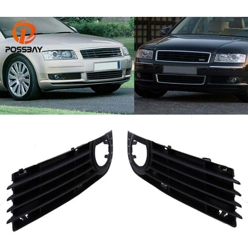 POSSBAY Auto Black Grills Car Front Bumper Grill Grille For Audi A8 2006 2007 2008 Fog Light Lamp Decoration Lower Grilles