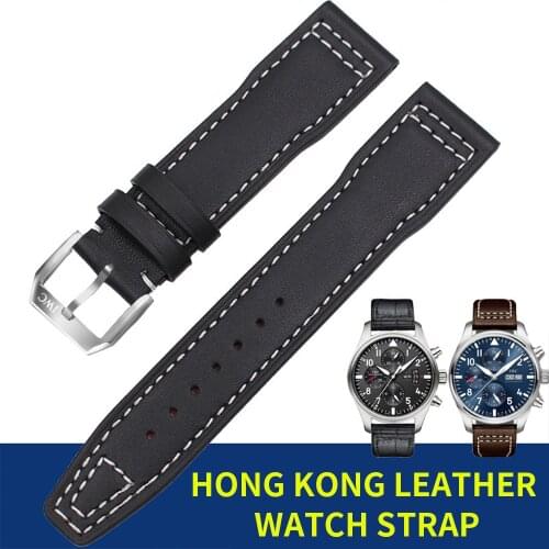 Genuine Leather Watchband Strap 20mm 21mm Suitable for IWC Pilot Mark XVIII IW327004/377714 Replacement Watch Belt Bracelet