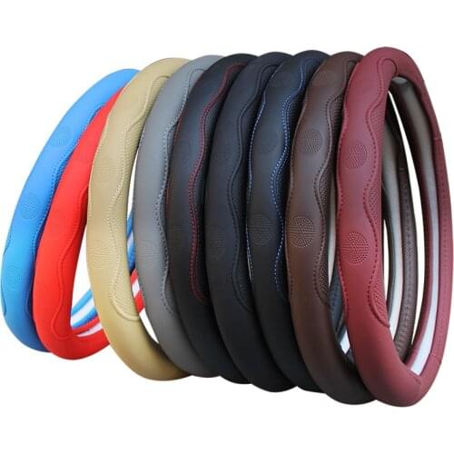 Universal 38cm/15" Diameter Pu Leather Steering Wheel Covers Anti-slip Skidproof Durable Steering Wheel Cover Steering Wheel Pc