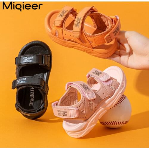 Summer Children Sandals Fashion PU Leather Breathable Mesh Beach Shoes For Boy Girl Baby Toddler Soft Non-slip Fisherman Sandals