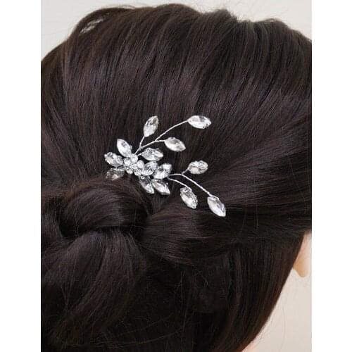 Chic Women Flower Rhinestone Head Jewelry Casual Silver Hair Comb Party Simple Headpieces for Woman Hair for Wedding Accessories