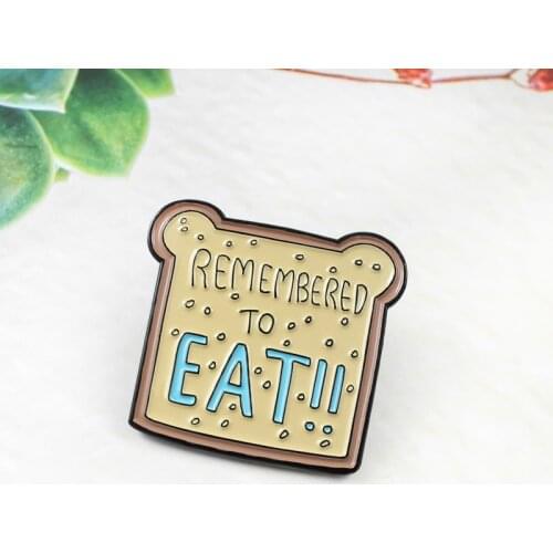 Cute Creative Toast Bread Brooch Cartoon Panda Bear Ear Shape Bread Slices EAT Enamel Pins Denim Coats Badges Childrens Jewelry