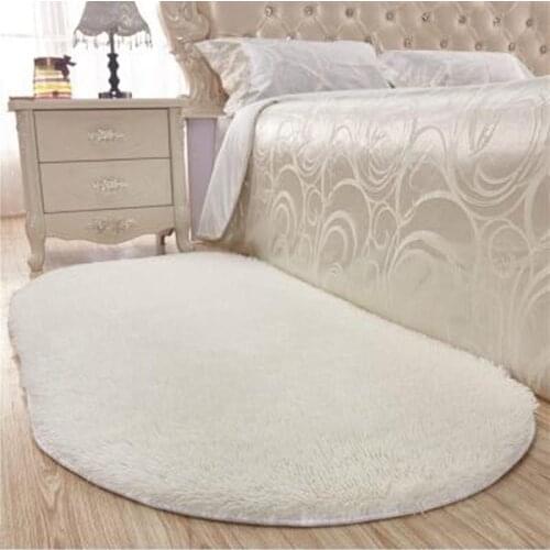 Thick Oval Silky Mat Bedroom Rug Carpet Living Room Rug Coffee Table Floor Hallway Door Mat Bedside Bathroom Slip Mats