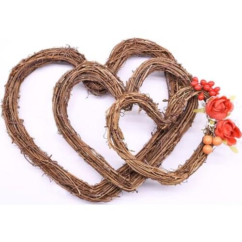 10/15/20/25/30cm Heart Christmas Wreath Artificial Rattan Garland Wedding Christmas Tree Decor DIY Hanging Weaved Garlands Craft