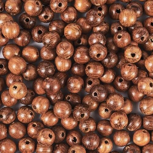 6mm/8mm Sienna Color Round Waxed Wooden Beads Undyed Scentedros Wood Loose Bead for Jewelry Making Bracelet Necklace DIY Jewelry