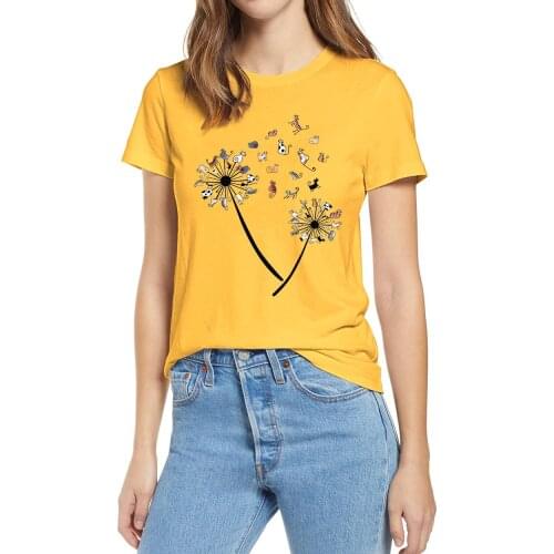 Unisex Cats Dandelion Flower Funny Animal Pet Cat Lovers Womens 100% Cotton Short Sleeves Novelty T-Shirt Humor Soft Tee