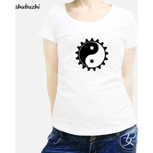 Yin Yang Bike Cog - women cotton T-Shirt - 10 Colours - Bicycle - Cycling Cool Casual pride women t shirt New Fashion sbz3154