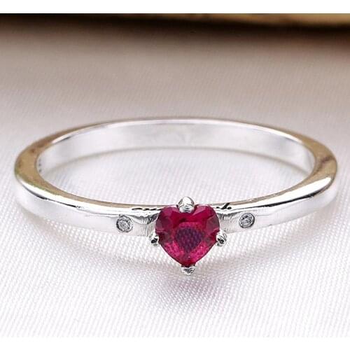 Original Wholesale 925 Sterling Silver Ring Red Heart-shaped Crystal You & Me Ring For Women Gift Fine Vanlentines Day Jewelry