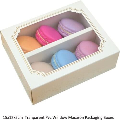 10pcs/pack 15x12x5cm Paperboard Tranparent Window Macaron Chocolate Packaging Boxes Double Drawer Gift Box Wedding Decoration