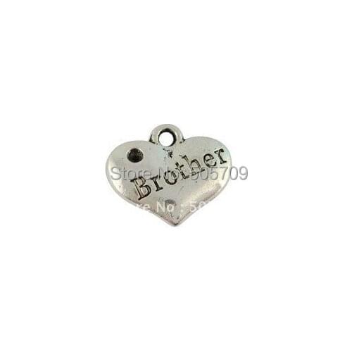 120Pcs Tibetan Silver Color BROTHER heart charms A17020