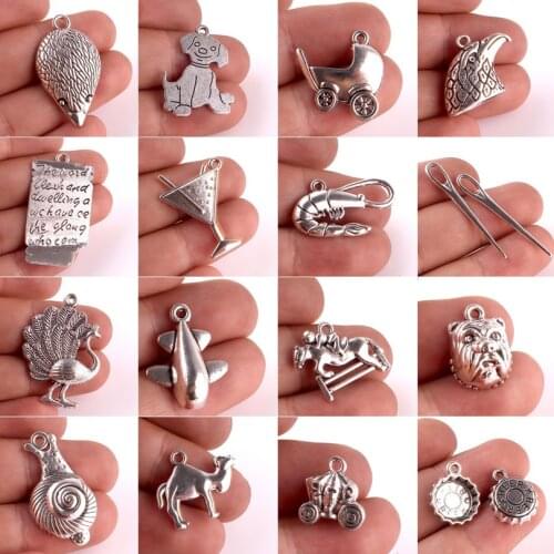 20pcs Vintage Mix 24 Styles Metal Animal Eagle Tag Pumpkin Charms Bracelet Pendant For Halloween Gift Jewelry Making