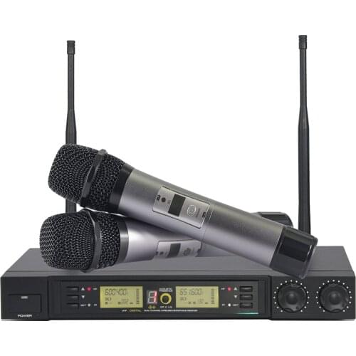 200 Channel !! 600-800MHz !! Dual Handheld Wholel Metal UHF Wireless Microphone Mic System with Sound Effect for Karaoke KTV