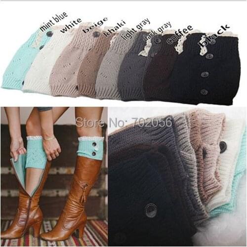 2016 Lace button down Boot Cuffs knit boot topper lace trim faux legwarmers lace cuff shark tank leg warmers OEM available #3740