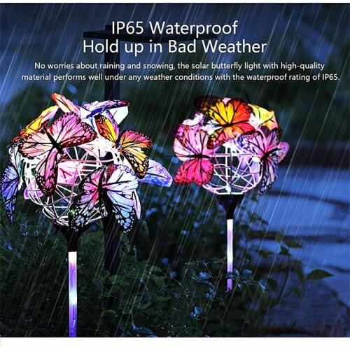 2in1 Solar Led Lights Butterfly Lawn Lamps Garden Decorations Outdoor Solar Landscape Pathway Decoration Lighting