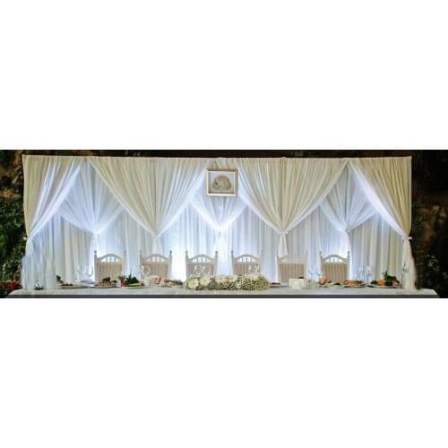 3M x 6M Pure White Wedding Backdrop with luxury drapes wedding Decoration 3 layers stage curtain