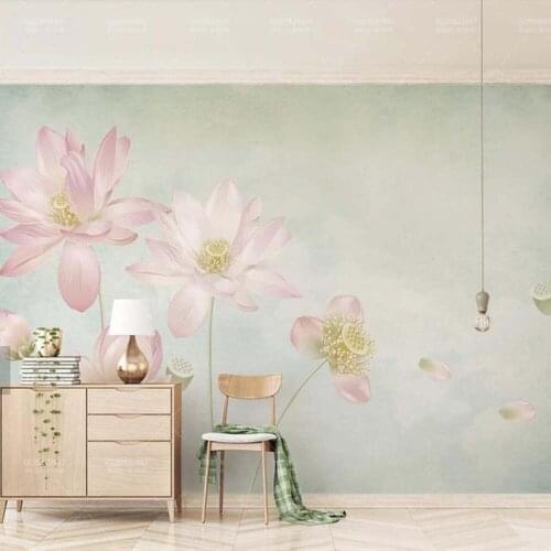 3D Water Lily Flower Mural Wallpaper for Living Room Art Wall Oil Painting Photo Wall Paper Large Size Custom Floral Wallpapers