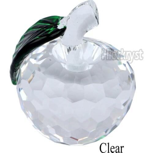 3D Clear Crystal Faceted Apple Paperweight Wedding Gift Rainbow Maker Decorations 40MM M02075-4