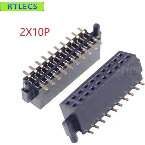 5 pcs 2x10 P 20 pin 1.27mm Pin Header Female with Pegs / Post dual row straight SMT / SMD PCB surface Mount Rohs Lead free