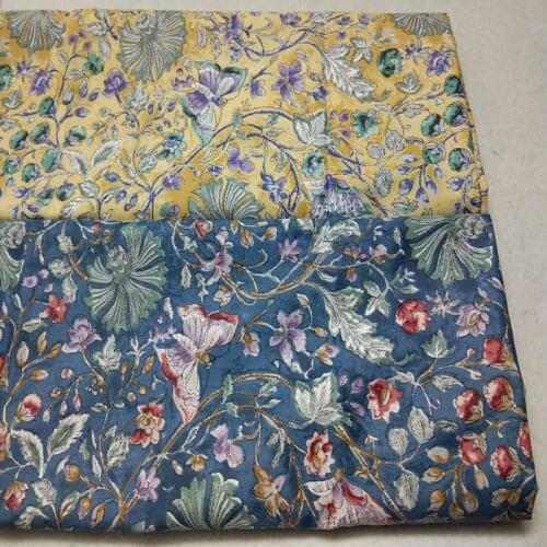 50x160cm Classical Style Yellow Blue Blooming Flowers Butterfly Pinted 100% Cotton Fabric Floral Patchwork Textile Baby Cloth