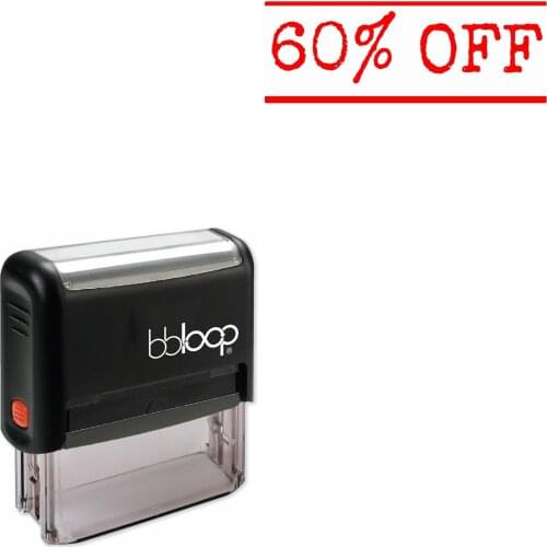 Bbloop '60% OFF' Self-Inking Office Stamp, Rectangular Typewriter Style