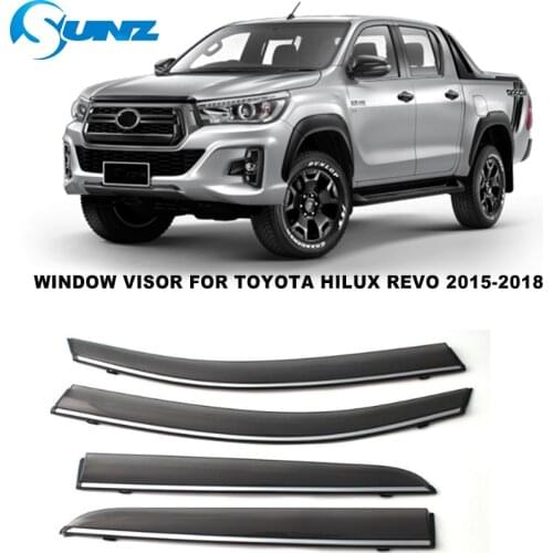 Side Window Visors For Toyota Hilux Revo Rocco 2015 2016 2017 2018 Weathershields Sun Rain Guard Vent Deflectors SUNZ