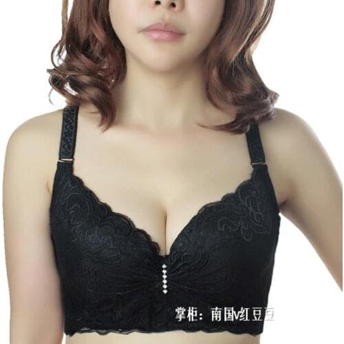 Plus size push up bra sexy lace bra cotton intimate brassiere thin cup bra full cup 100C 100D 100E black red pink bras for women